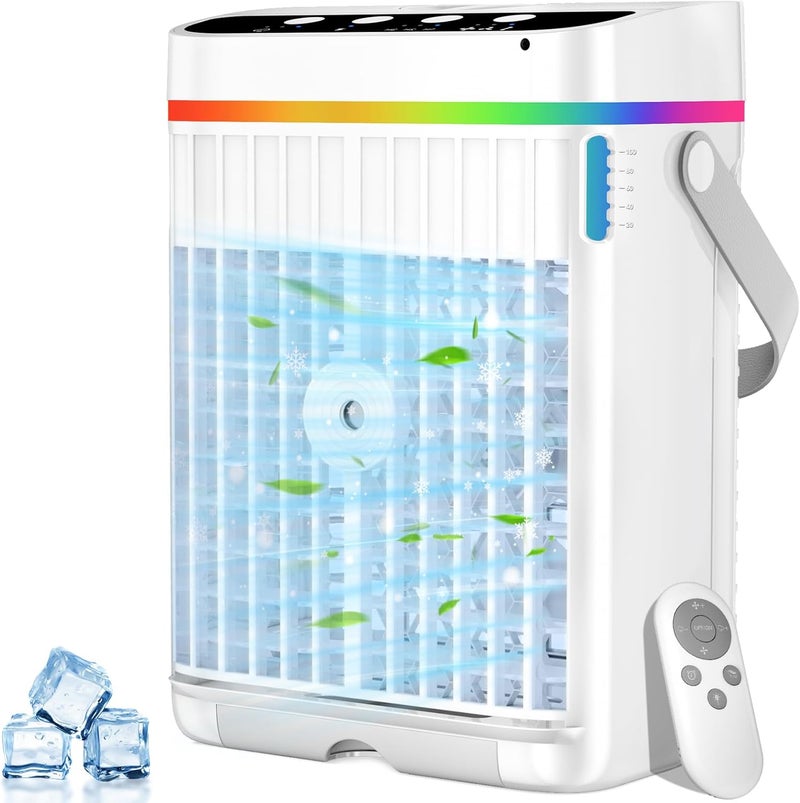 AJVV Portable Air Conditioners, 40oz Water Tank, 3 Wind Speed & 3 Cool Mist, 1-3H Timer & 7 LED Light, Personal Air Conditioner Small Mini Air Conditioner Portable Air Cooler for Room/Office - Image 1